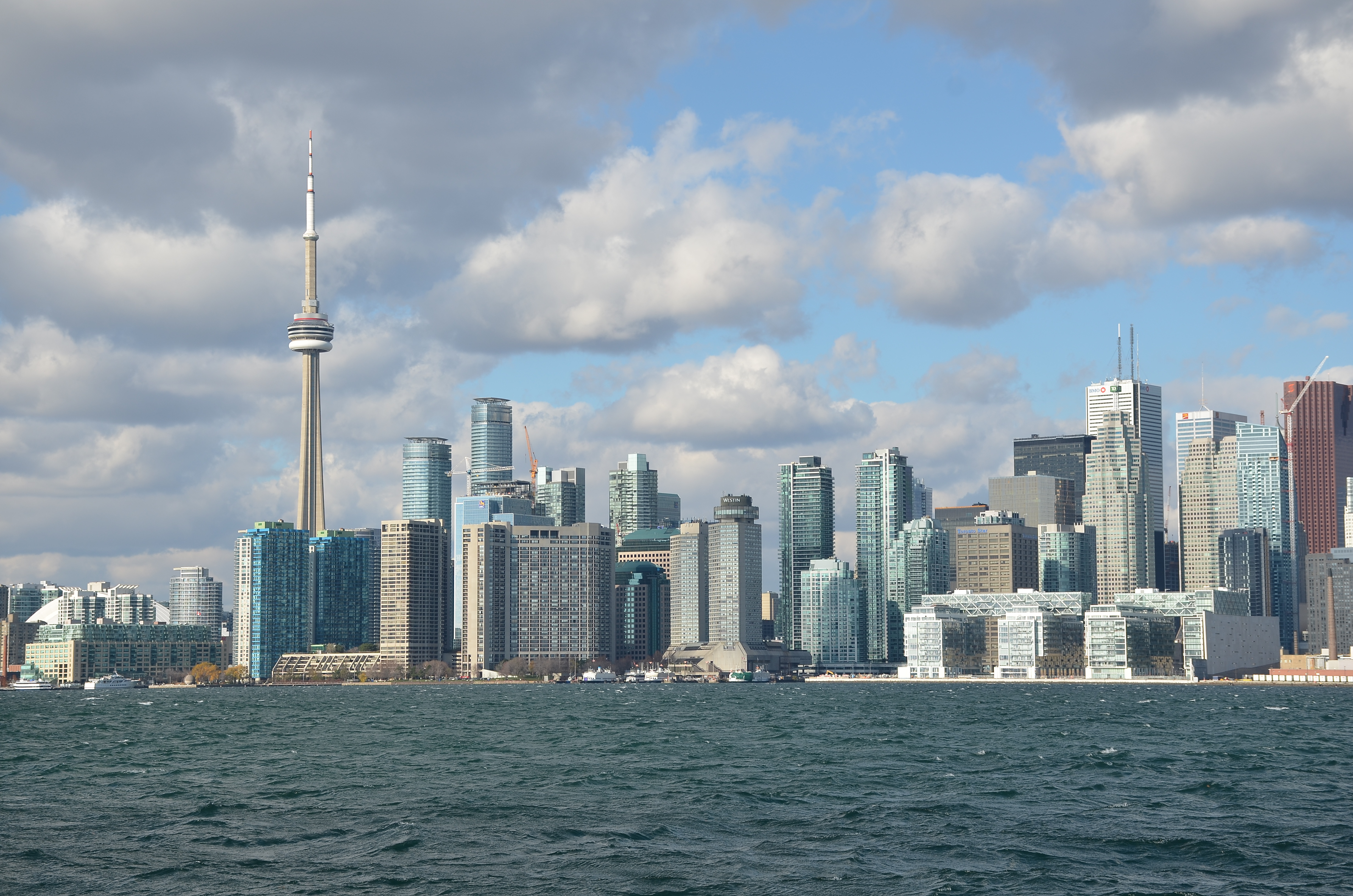 Skyline of a financial district with office towers